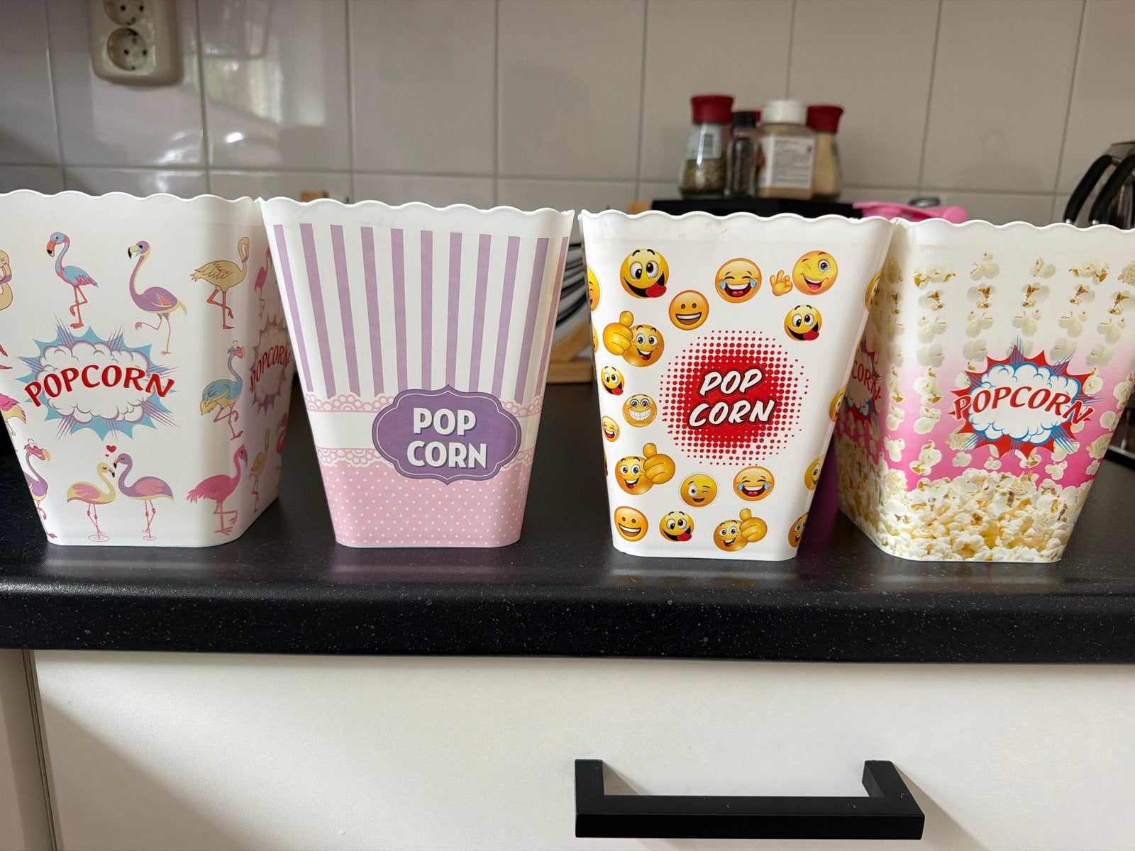 3 Popcorn bekers - Nooit gebruikt, Ophalen, Overige typen, Kunststof, Nieuw