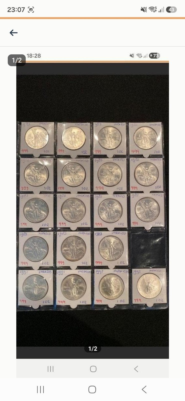 Zilveren mexicaanse munten 1oz 999, Ophalen of Verzenden, Midden-Amerika, Zilver