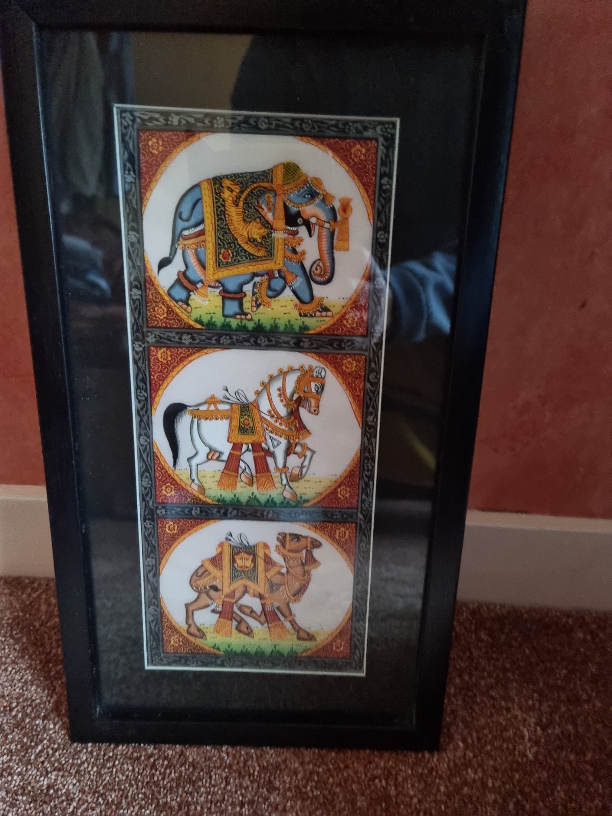 Kunst uit India met fijne details, India, Ophalen of Verzenden, Papier/karton, Meerkleurig