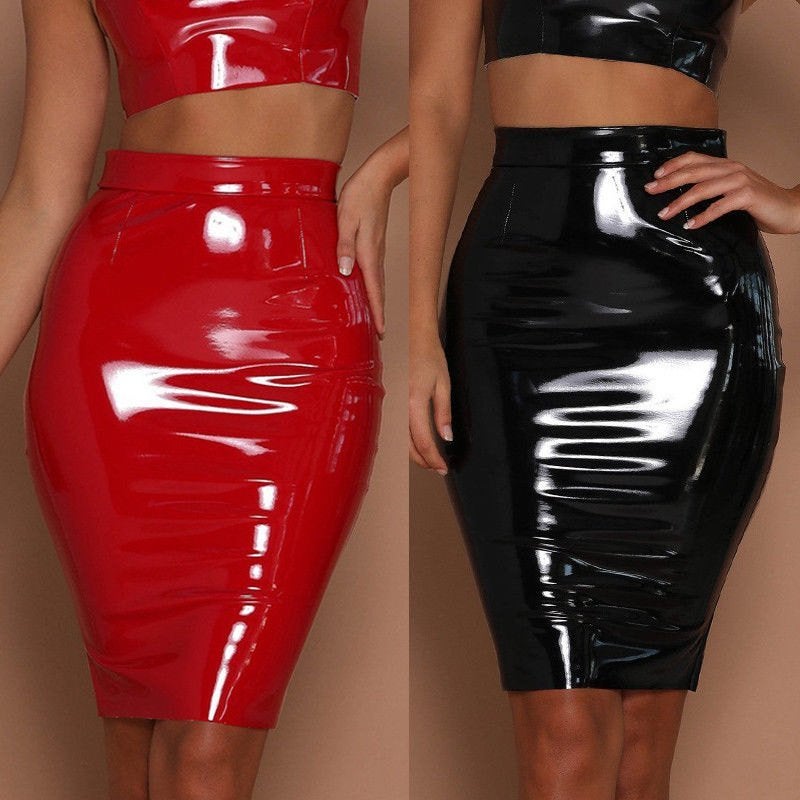 Rode zwarte wetlook rok lak rokje leren dames vrouwen, Kleding | Dames, Maat 38/40 (M), Verzenden, Nieuw, Boven de knie
