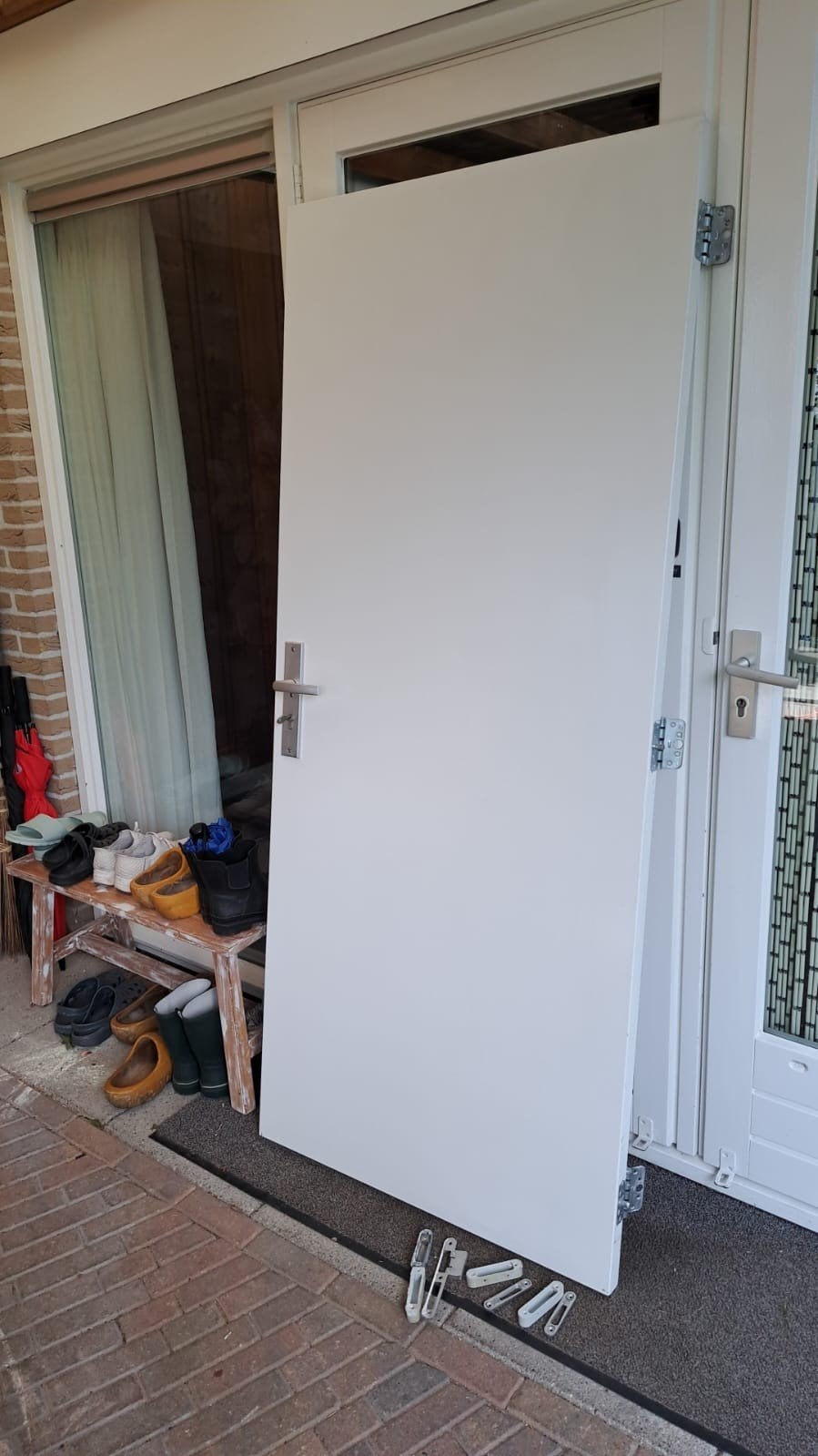Zo goed als nieuwe deur, multiplex met aluminium, Ophalen, 80 tot 100 cm, 200 tot 215 cm, Hout