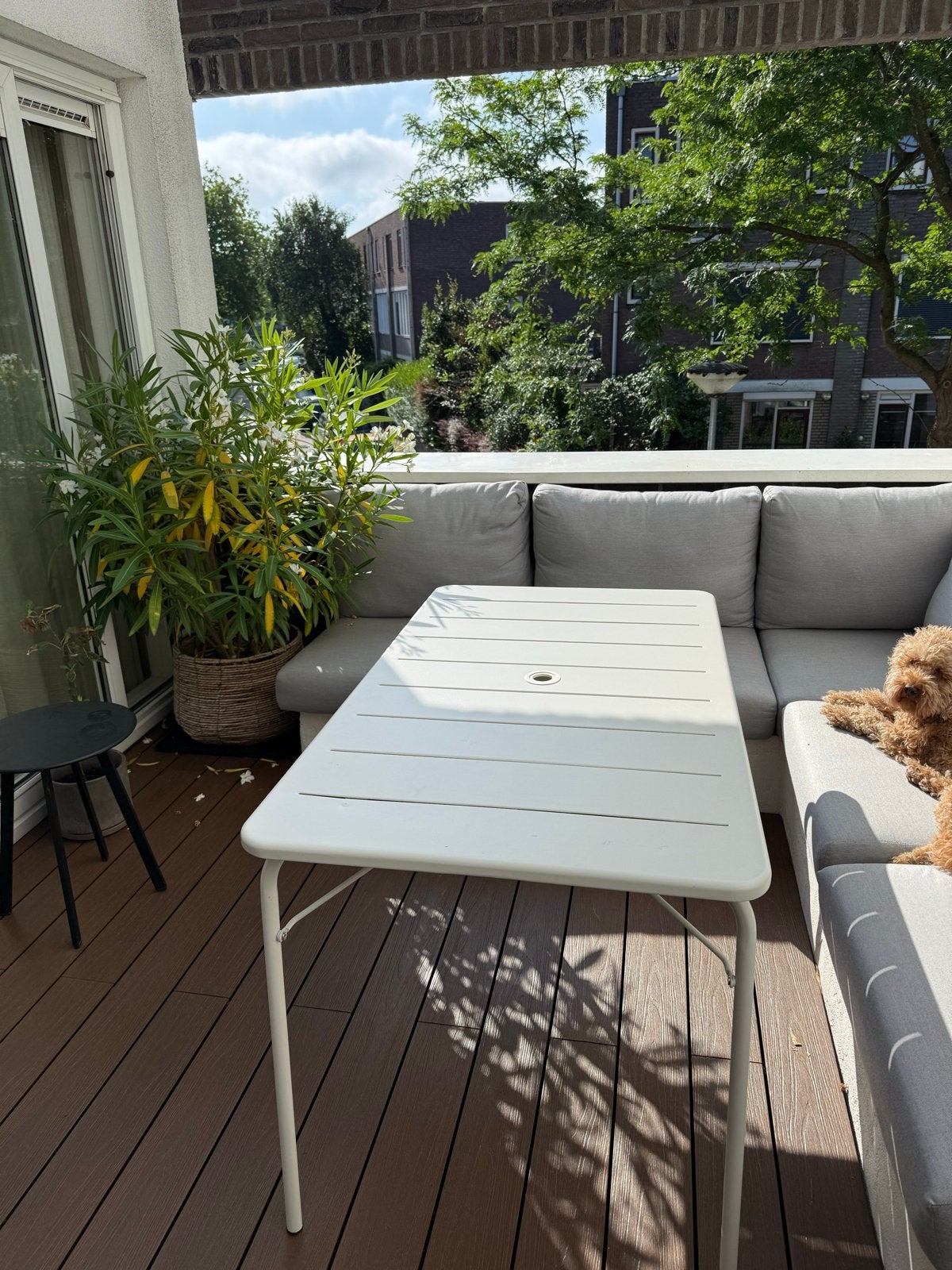 IKEA TORPARÖ Tafel, buiten, wit, opklapbaar 130x74cm, Ophalen, Gebruikt, Rechthoekig, Metaal