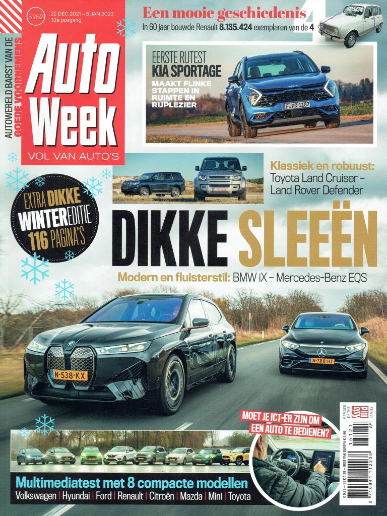 Autoweek 2021 nr. 51-52 (o.a. BMW iX & Mercedes EQS 580), Verzenden, Gelezen, BMW