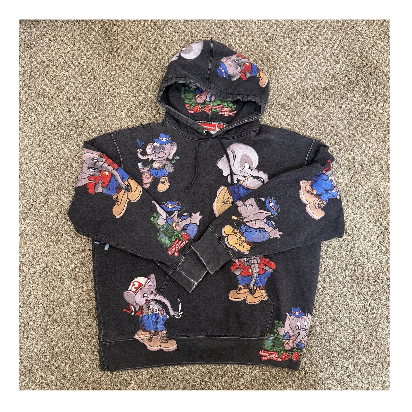 Supreme Elephant Hoodie FW22 - bape nike, Ophalen of Verzenden, Zo goed als nieuw, Maat 56/58 (XL), Zwart