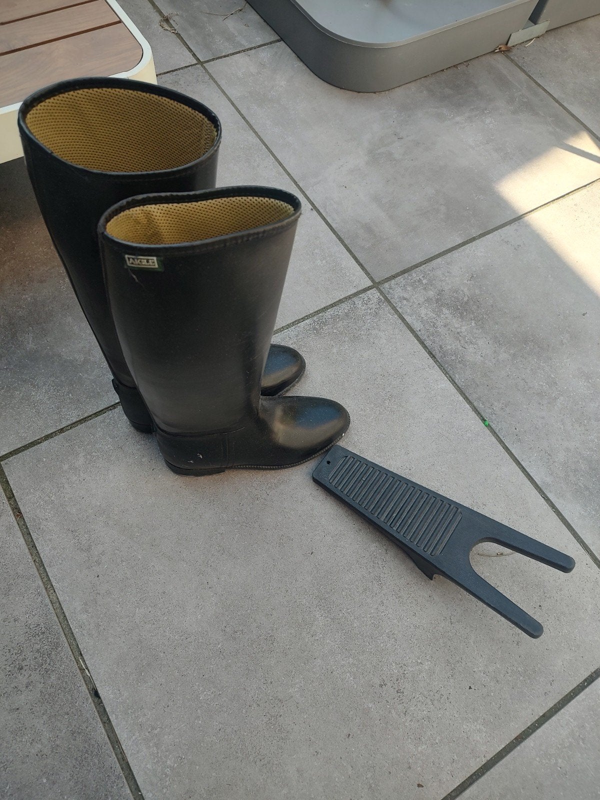 Aigle laarzen met laarzenknecht (Paardrijlaars), Ophalen, Hoge laarzen, Zwart, Gedragen