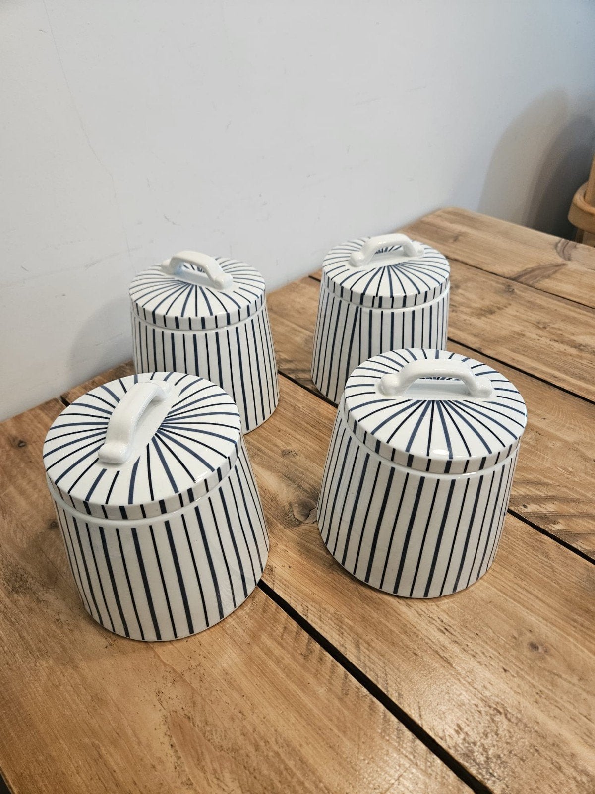 4 stuks Riverdale voorraadpotten handgeschilderd, Ophalen, Zo goed als nieuw, Steen/keramiek, Meerkleurig