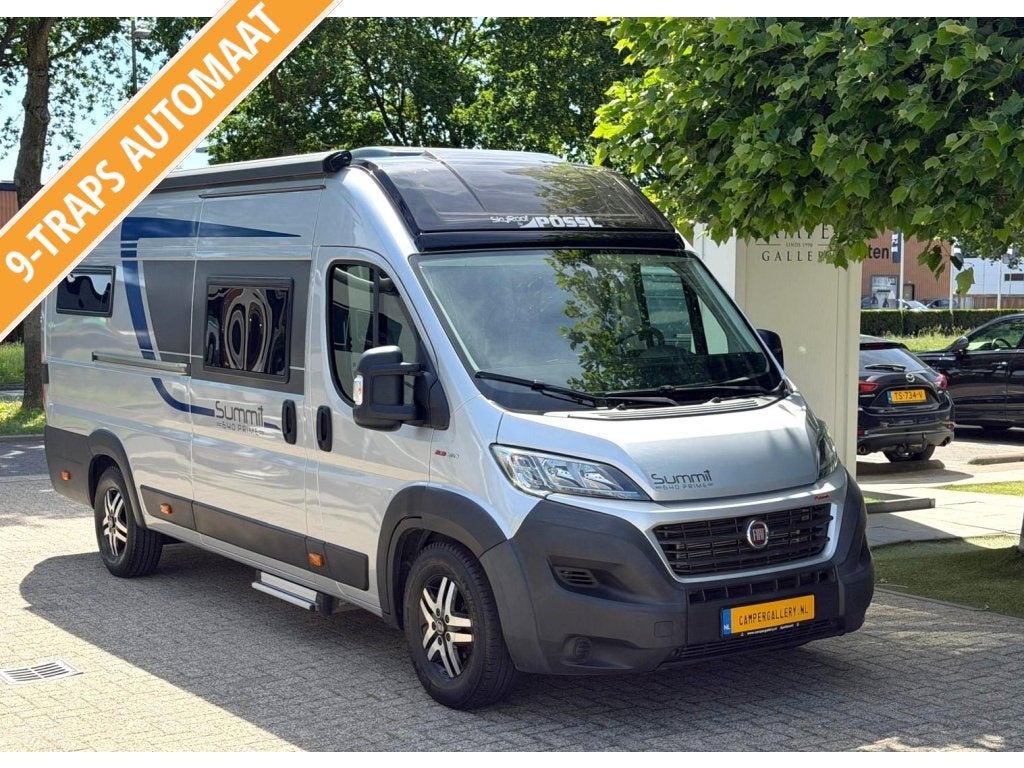 Pössl Summit Prime 640 9-TR AUT ENKELE BEDDEN SKYROOF, Caravans en Kamperen, Campers, Automaat, Ringverwarming, Fiat, Pössl