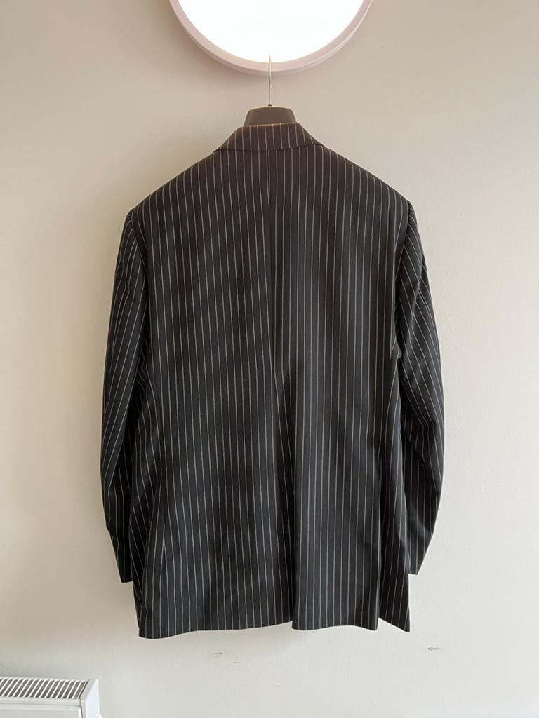 Heren gestreept kostuum, maat 56, zuiver scheerwol, Ophalen of Verzenden, Zo goed als nieuw, Maat 56/58 (XL), Zwart