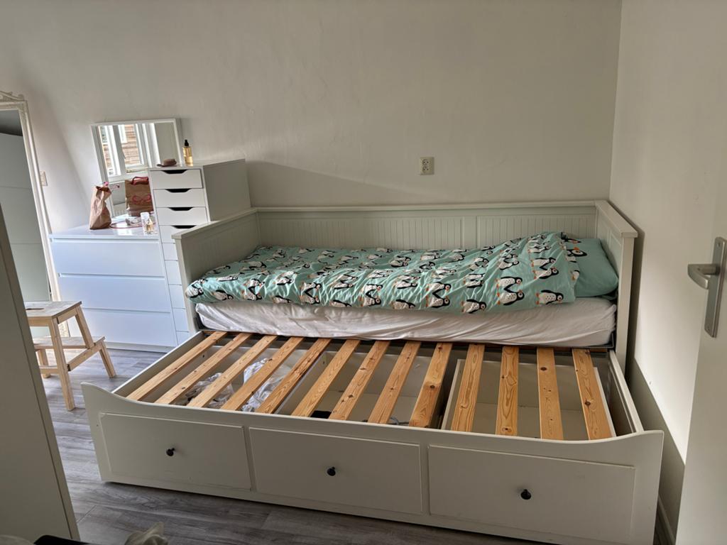 IKEA Hemnes bedbank, Huis en Inrichting, Slaapkamer | Bedden, Gebruikt, Tweepersoons, 80 cm, 200 cm, Hout, Wit, Verstelbaar, Ophalen