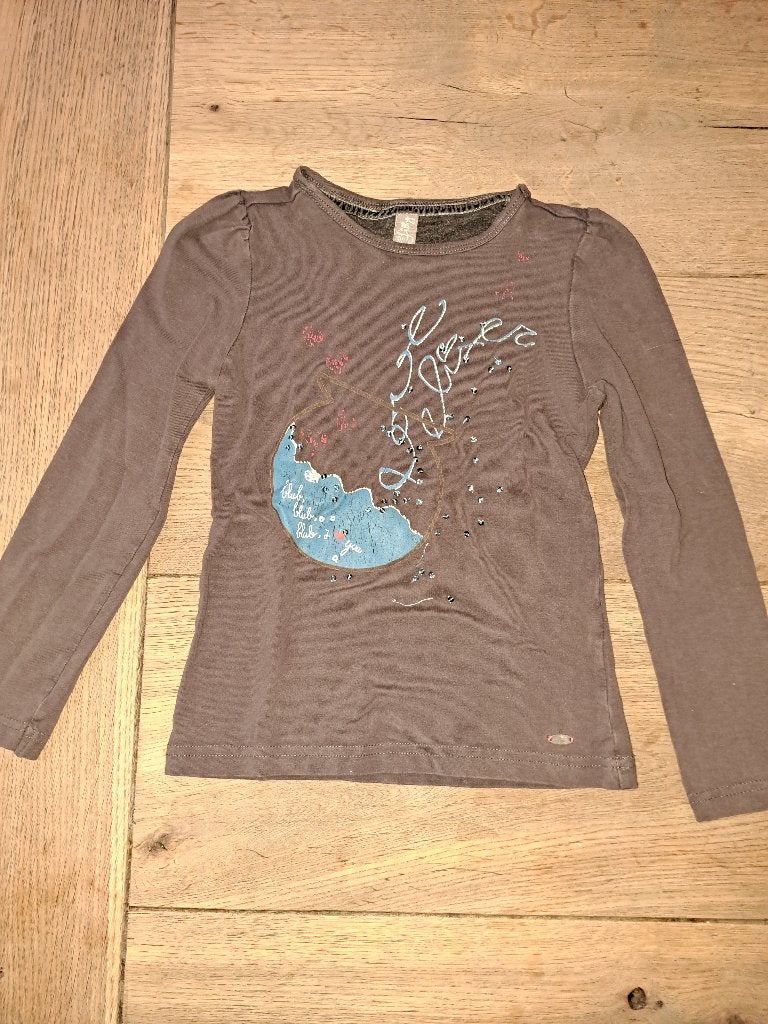 Shirt Jill 116 kleur taupe, Meisje, Ophalen of Verzenden, Zo goed als nieuw, Shirt of Longsleeve