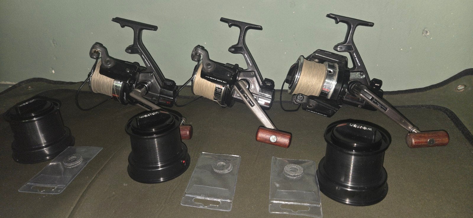 3 x daiwa ss3000 met weston developments, Ophalen of Verzenden, Gebruikt, Molen