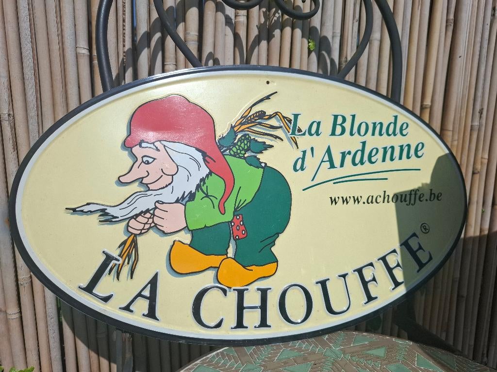 Zeldzaam reclamebord La Chouffe blonde (1ste versie!), Verzamelen, Biermerken, Ophalen of Verzenden, Nieuw, Reclamebord, Plaat of Schild