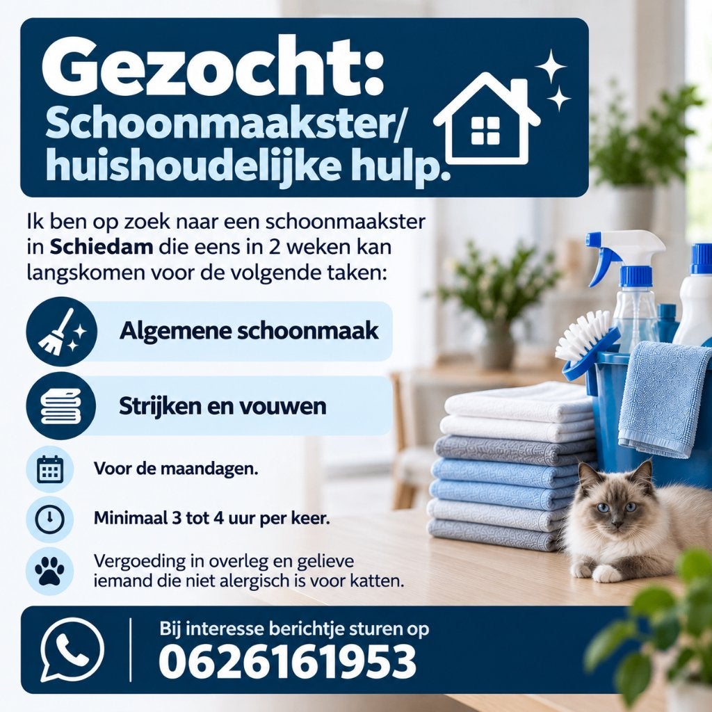 Schoonmaakster/huishoudelijke hulp gezocht, Schoonmaken