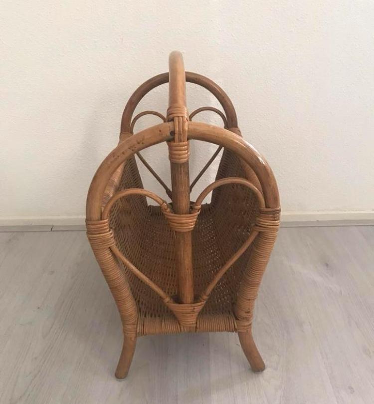Rotan lectuurmand vintage hart, Ophalen of Verzenden