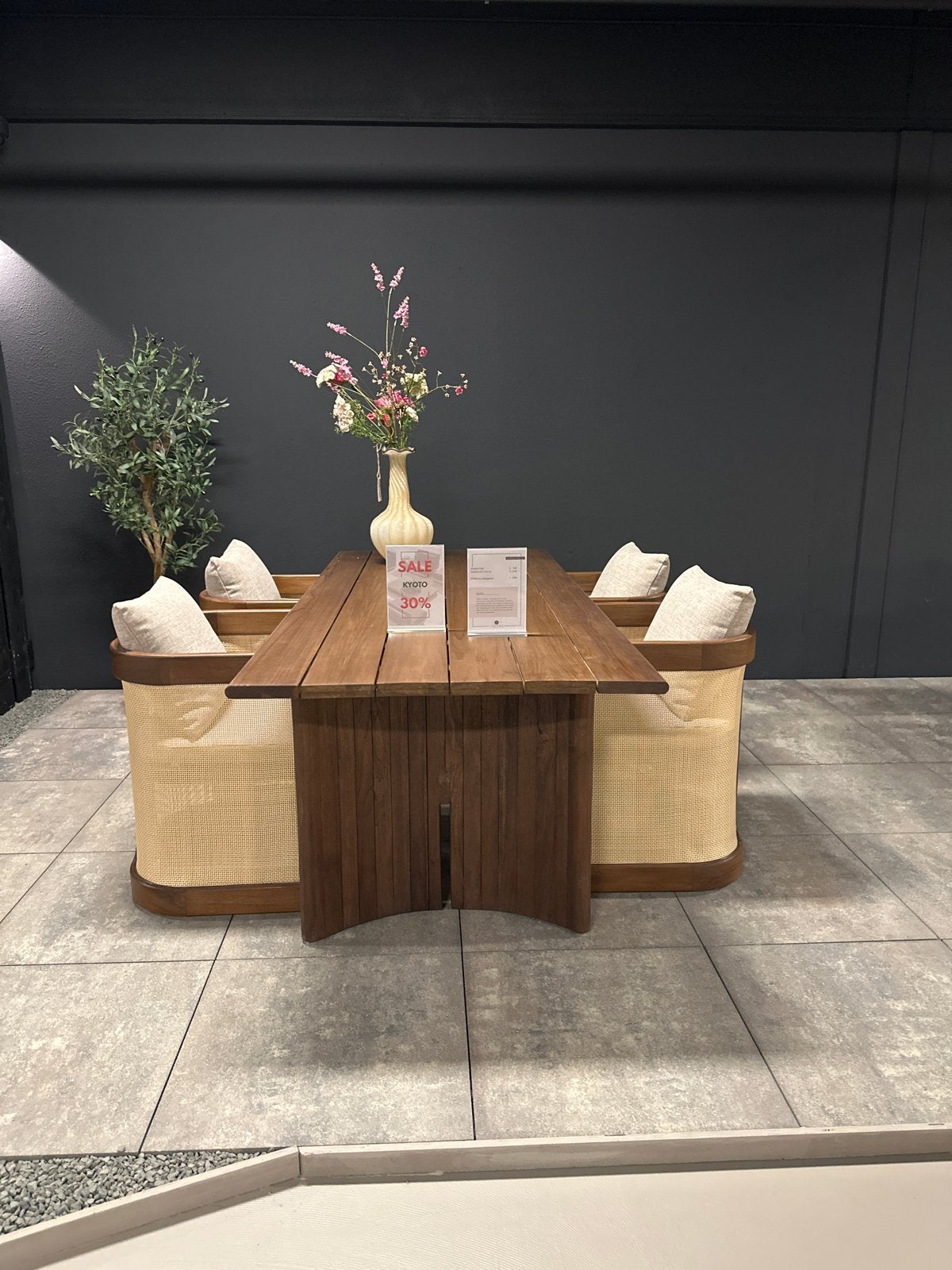 Showroommodel Tuinset Teakhout - Tafel met 4 (of 6) stoelen, Tuin en Terras, Ophalen, Nieuw, Rechthoekig, Teakhout