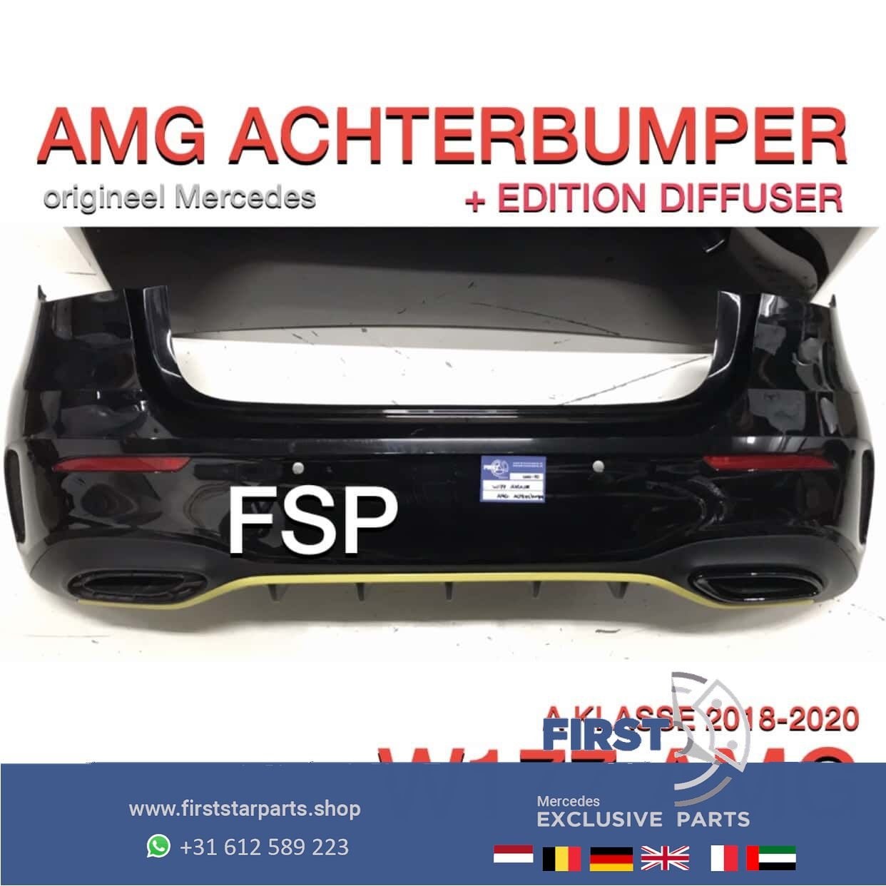 W177 Mercedes A Klasse 2020 35 AMG LINE ACHTERBUMPER + Diffu, Auto-onderdelen, Gebruikt, -, Ophalen of Verzenden, Achter