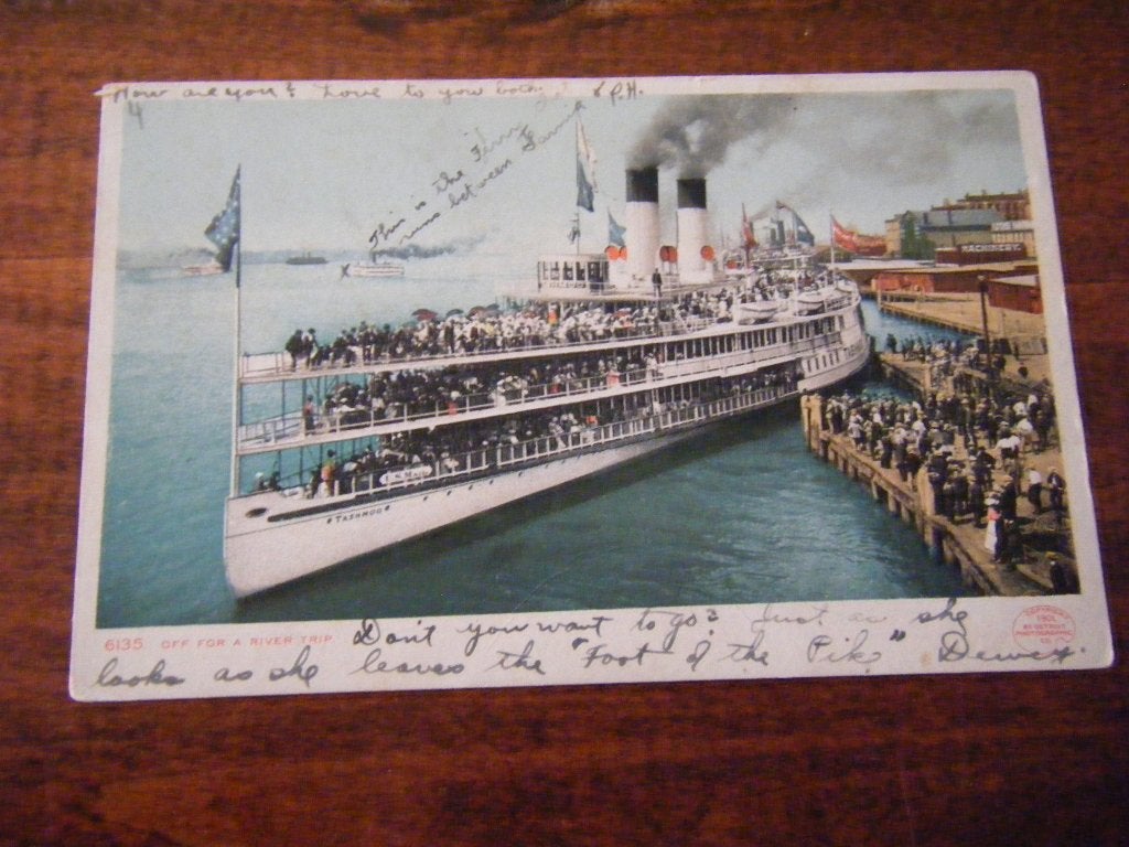 P41 - Schip - River Trip - Amerika - Mooi/Oud, Ophalen of Verzenden, Gebruikt, Kaart, Foto of Prent
