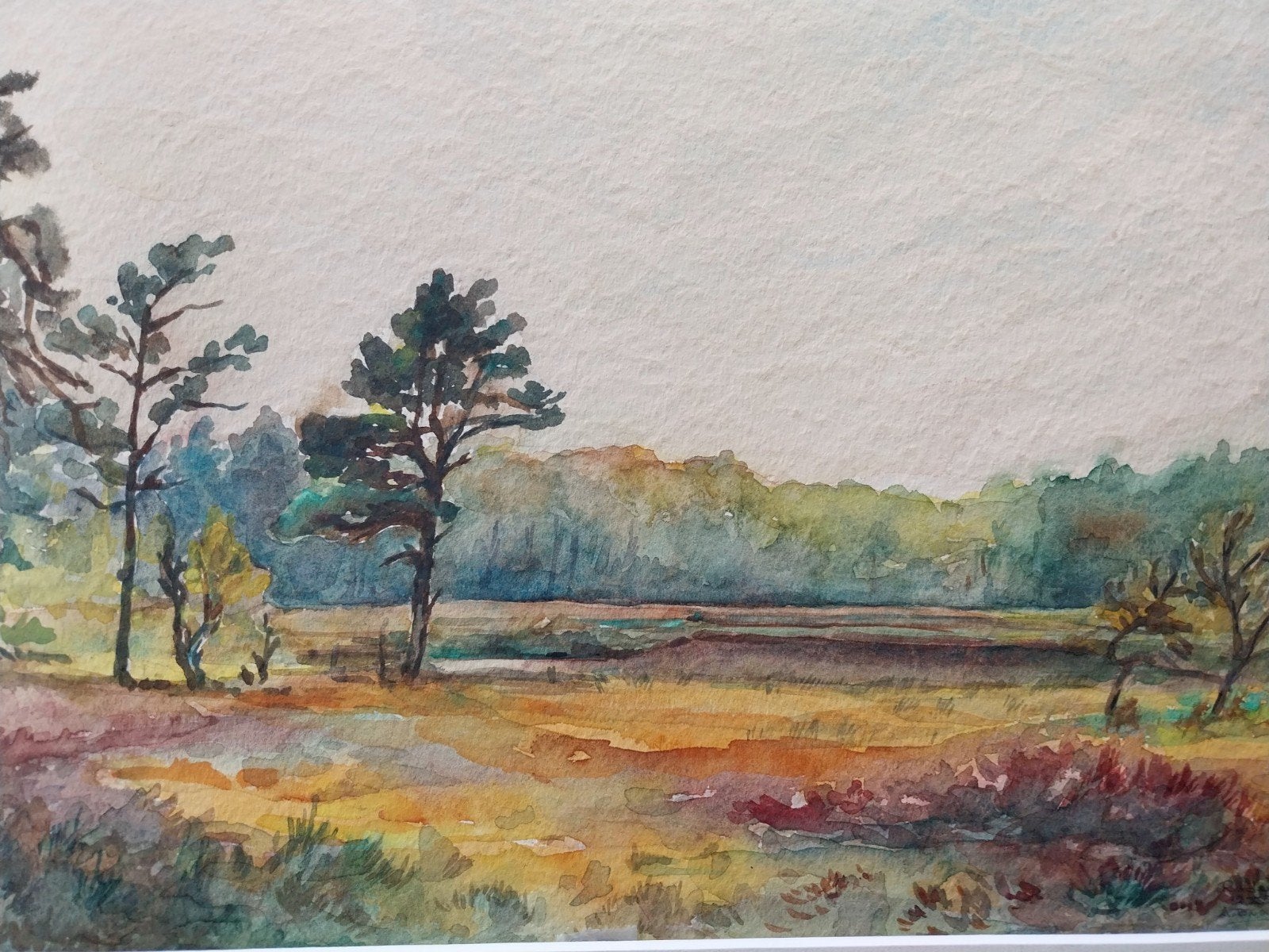 Originele aquarel  Landschap Ab v Ree., Antiek en Kunst, Ophalen of Verzenden