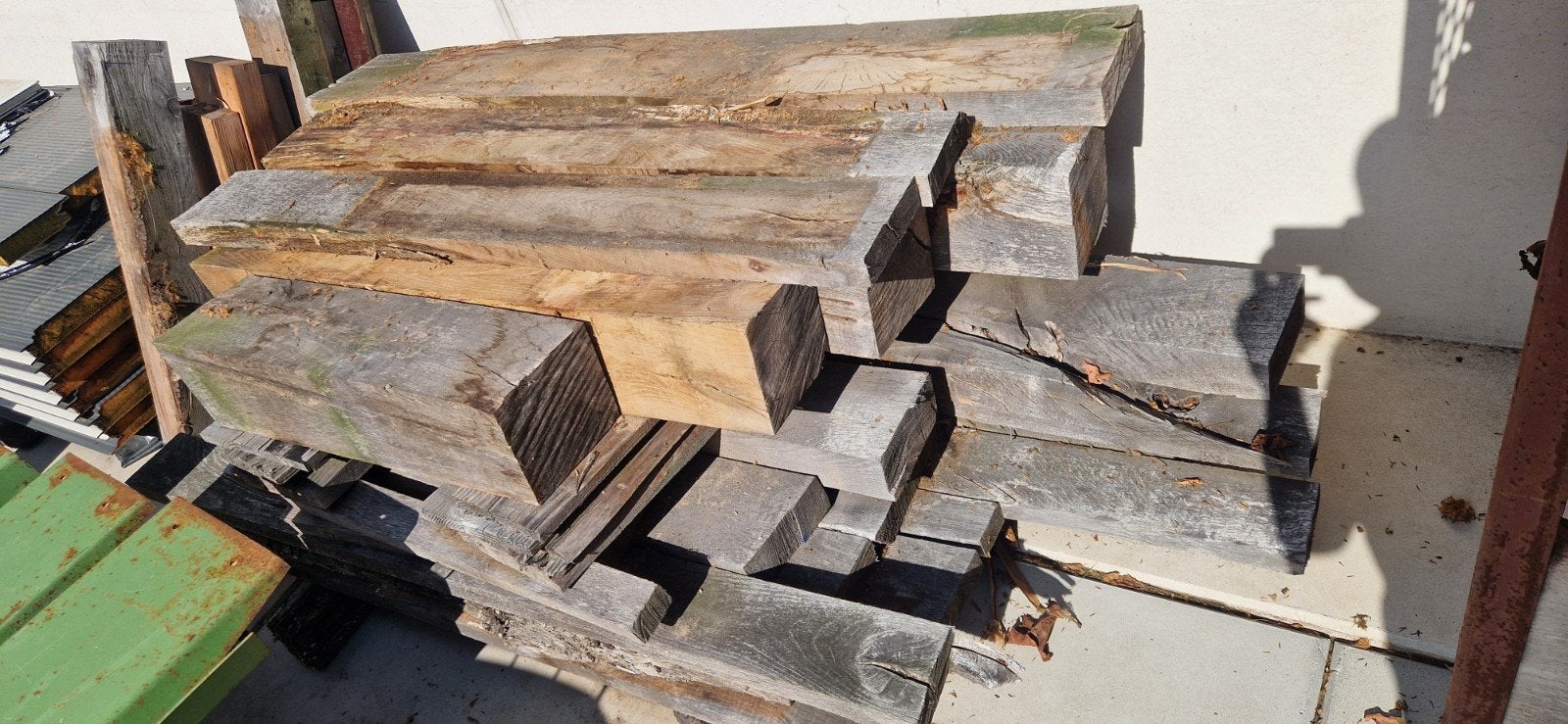 windgedroogd eiken balken rest stukken, Doe-het-zelf en Verbouw, Hout en Planken, Eiken, Ophalen of Verzenden, 50 mm of meer, Balk