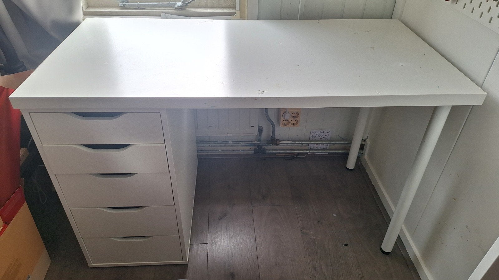 Bureau met ladekast - Gebruikt, Ophalen, Met lades, Gebruikt, Wit