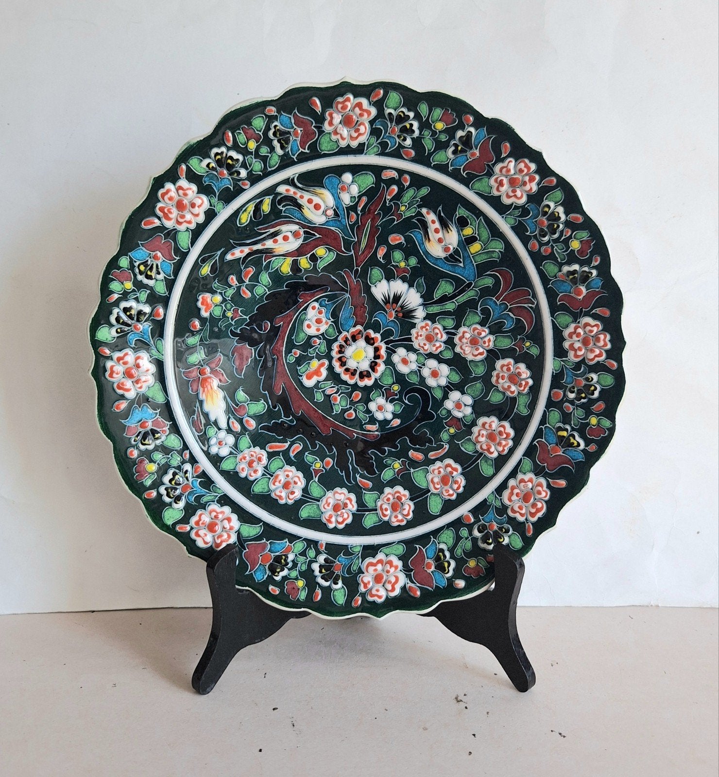 Kutahya Turkije vintage aardewerk wandbord. Handbeschilderd, Ophalen of Verzenden