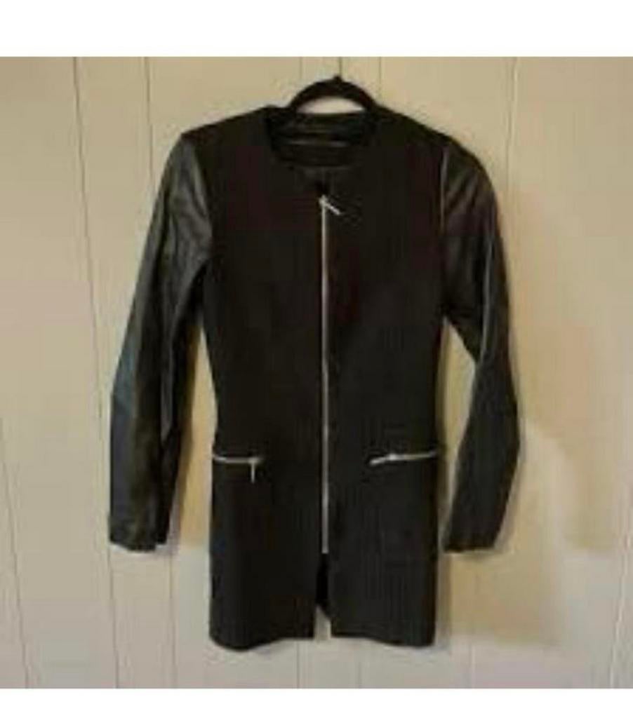Zara jas met leren mouwen - Maat XL, Ophalen of Verzenden, Gedragen, Maat 46/48 (XL) of groter, Zwart
