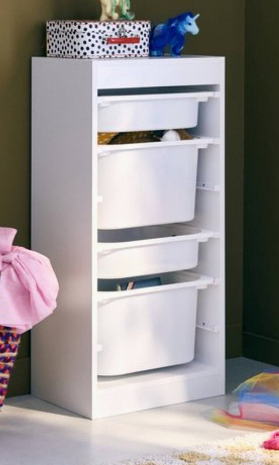 ikea Trofast Kast. 3 grote bakken (wit), Ophalen, 50 tot 100 cm, Zo goed als nieuw, Minder dan 100 cm