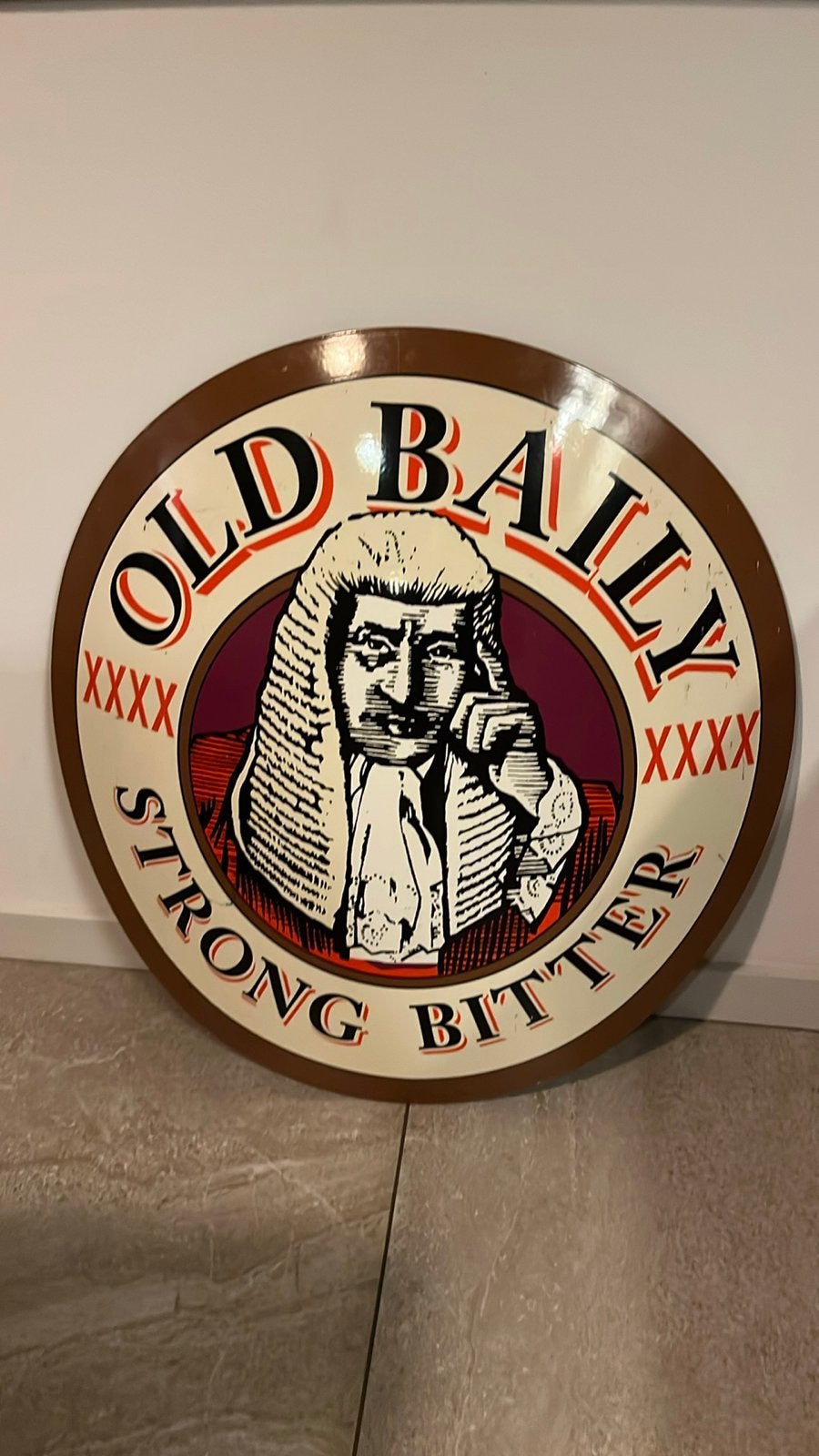 Bier reclamebord wanddecoratie bar mancave bord metaal 80 cm, Ophalen, Zo goed als nieuw, Reclamebord