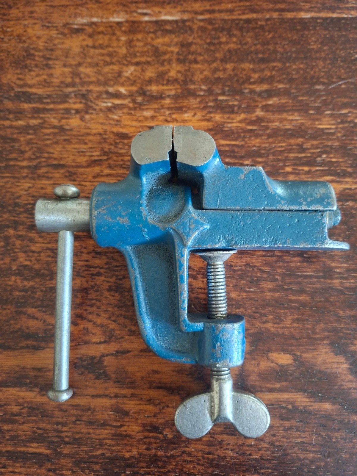 oude kleine bankschroef  juweliers bankschroef No.1, Ophalen of Verzenden, Zo goed als nieuw, Minder dan 70 cm, Bankschroef