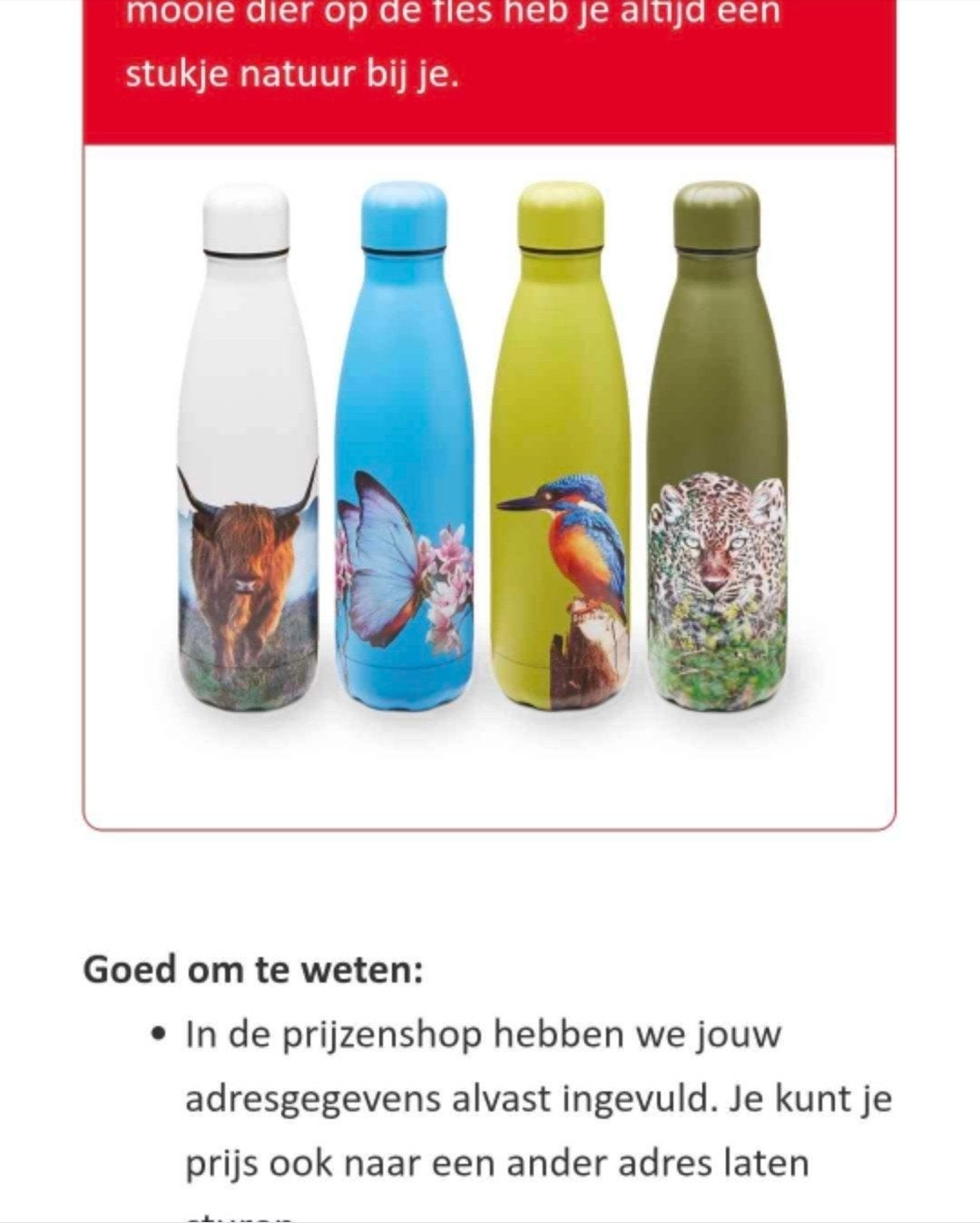 Nieuwe thermosfles met blauwe vlinderprint, Overige typen, Nieuw, Ophalen of Verzenden, Metaal