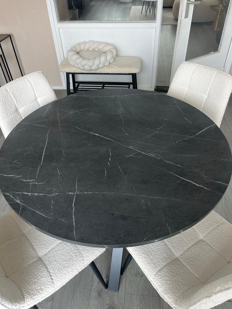 Ikea MARIEDAMM Tafel met zwart marmerpatroon, Huis en Inrichting, Tafels | Eettafels, Overige materialen, 100 tot 150 cm, Rond