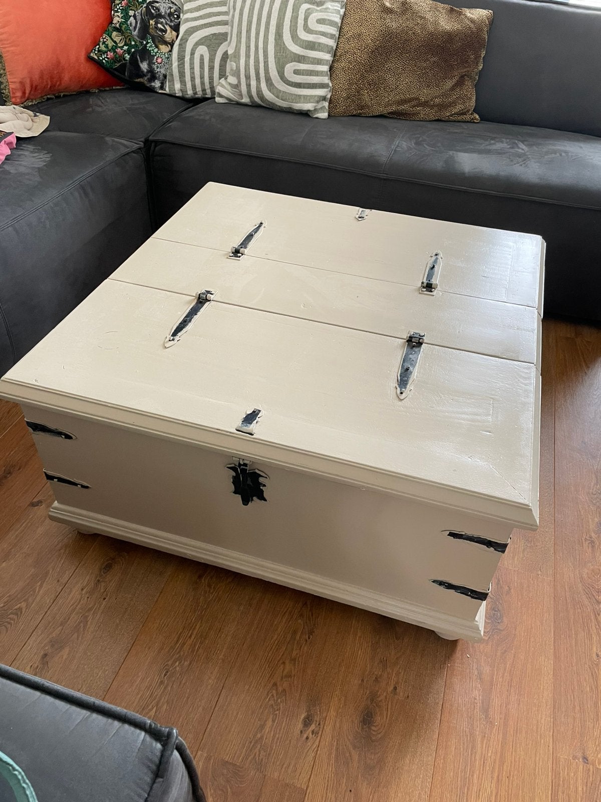🧡 Creme Dekenkist Salontafel 90x90cm 🧡, Ophalen, Gebruikt, 50 tot 100 cm, Vierkant
