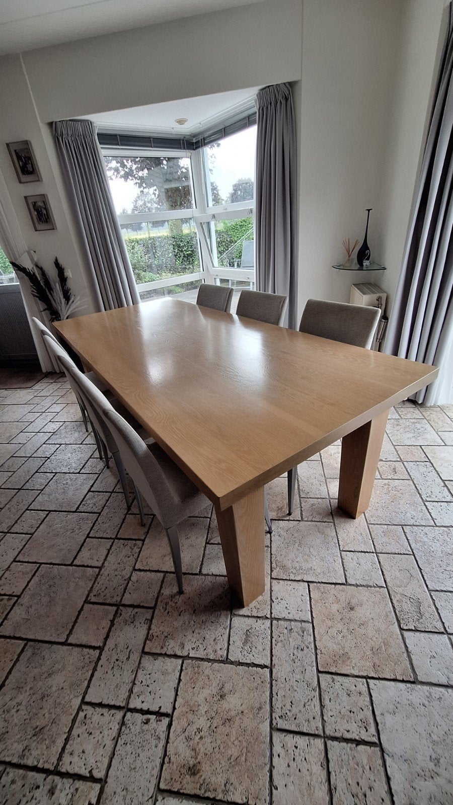 Ruime Whitewash Eiken Eettafel - 230x100 cm, Ophalen, Gebruikt, 100 tot 150 cm, Eikenhout