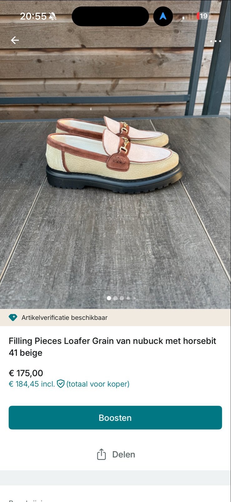 Filling Pieces Loafer Grain nubuck met horsebit 41 beige, Ophalen of Verzenden, Zo goed als nieuw, Espadrilles of Moccasins