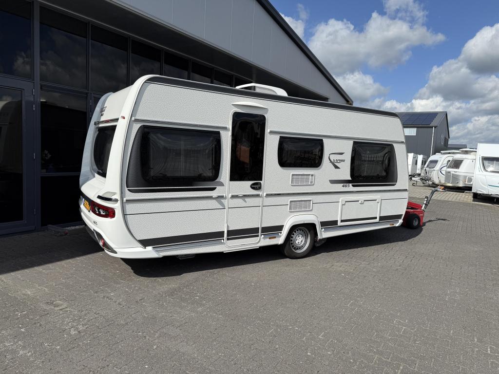 Fendt Saphir 465 TG 2 Aparte bedden 202cm + Mover + Airco, Caravans en Kamperen, Lengtebed, Bedrijf, Treinzit, Schokbreker
