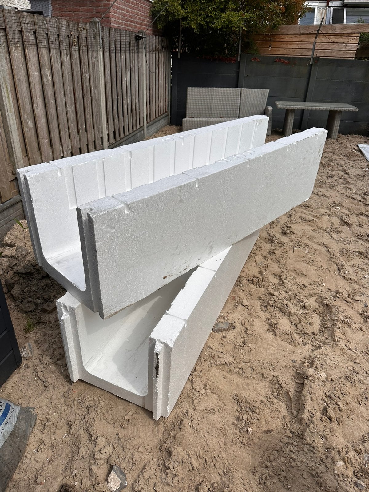 2 stuks bekisting piepschuim 350x400x1800 funderingskist, Ophalen of Verzenden, Zo goed als nieuw