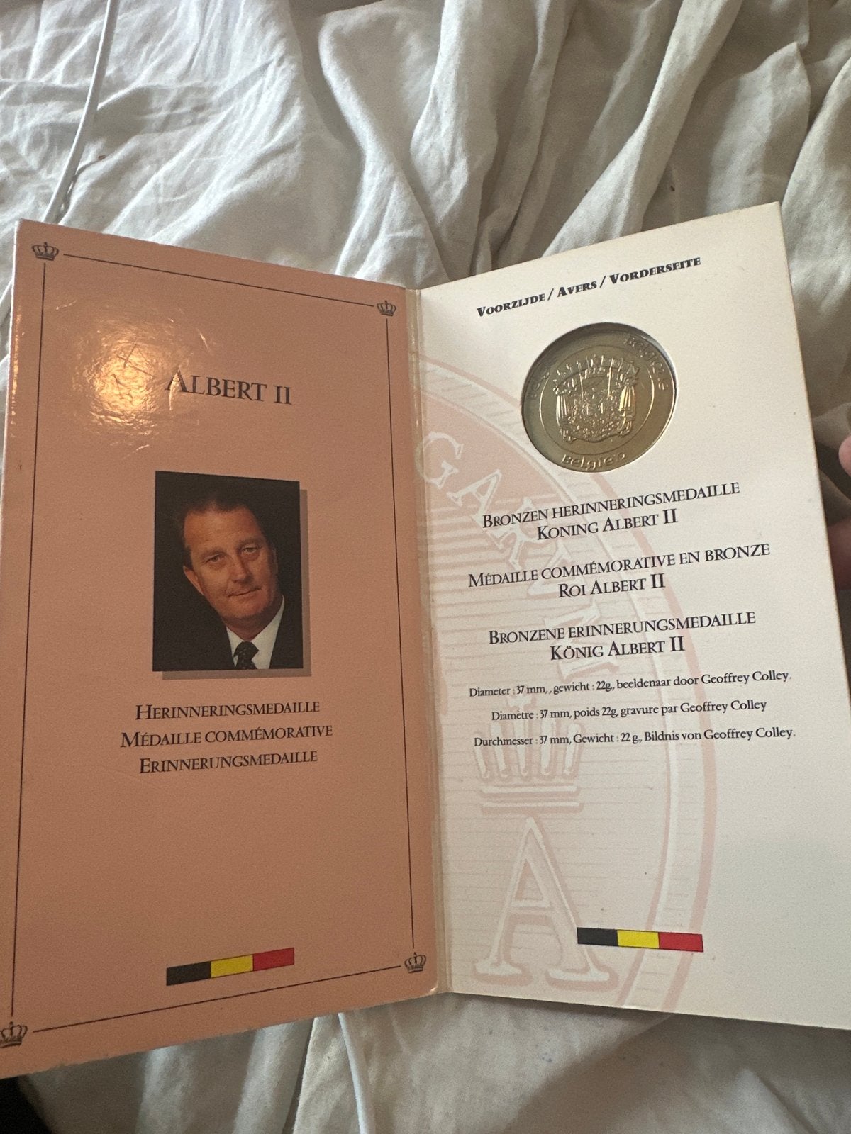 Bronzen Herinneringsmedaille Koning Albert II, Postzegels en Munten, Munten | België, Ophalen of Verzenden, Brons, Losse munt