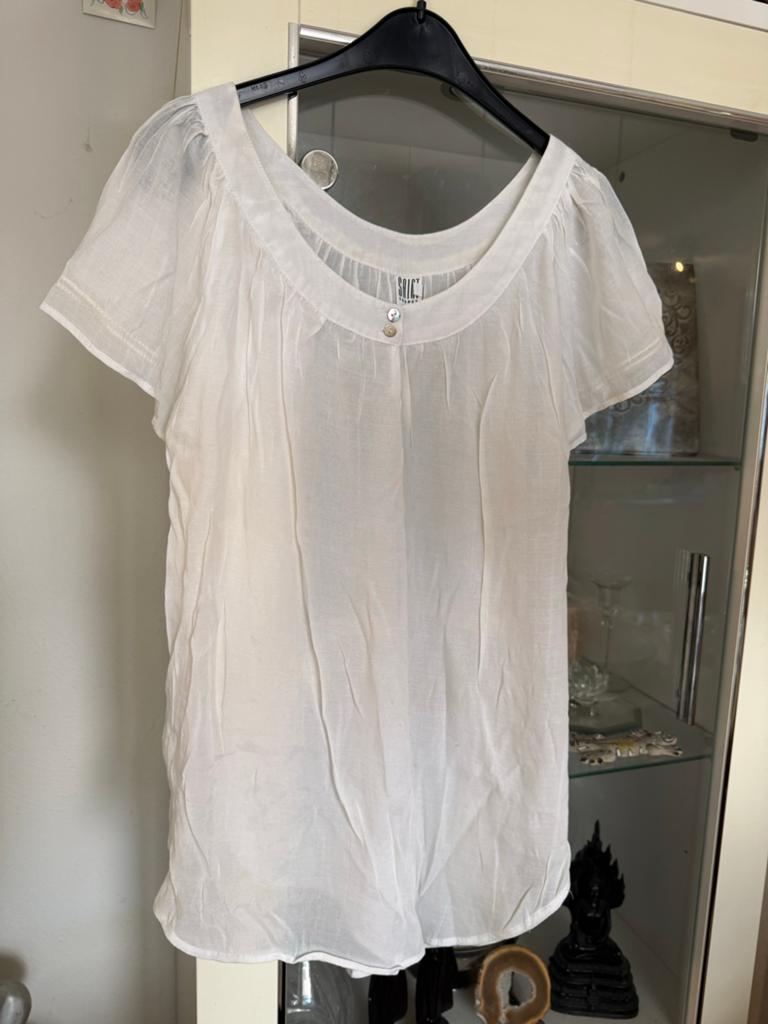 Witte blouse met korte mouwen van Saint Tropez maat L, Wit, Maat 42/44 (L), Ophalen of Verzenden, Zo goed als nieuw