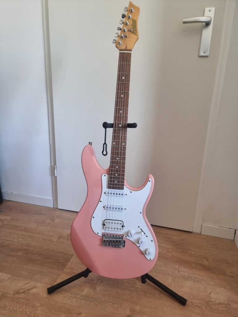 Elektrische gitaar ingebouwde tuner roze, Muziek en Instrumenten, Ophalen, Solid body, Overige merken