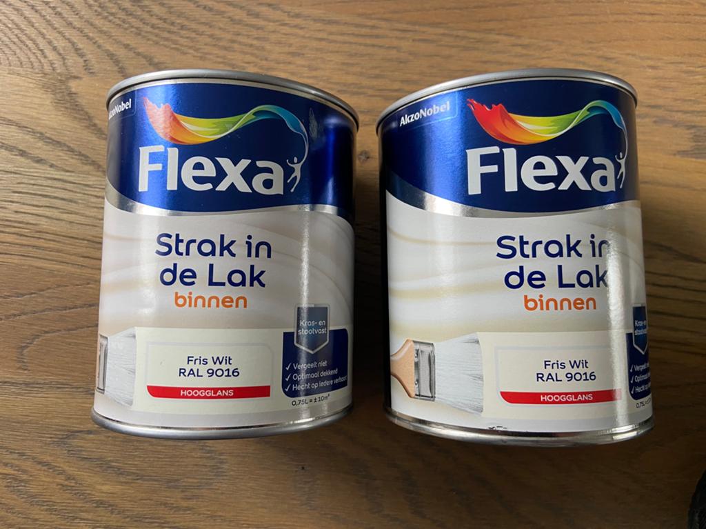 Flexa Strak in de Lak Hoogglans Fris Wit RAL 9016 750ml, Ophalen, Nieuw, Wit, Lak