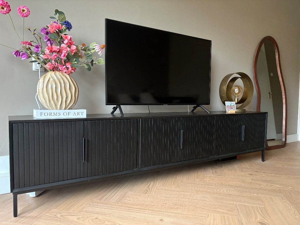 Zwart tv meubel 240 cm breed, Ophalen, Zo goed als nieuw, 200 cm of meer, Minder dan 100 cm
