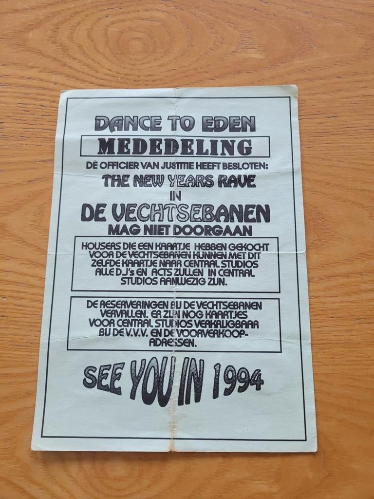 Dance to Eden cancelling flyer ( hardcore gabber thunderdome, Ophalen of Verzenden, Gebruikt