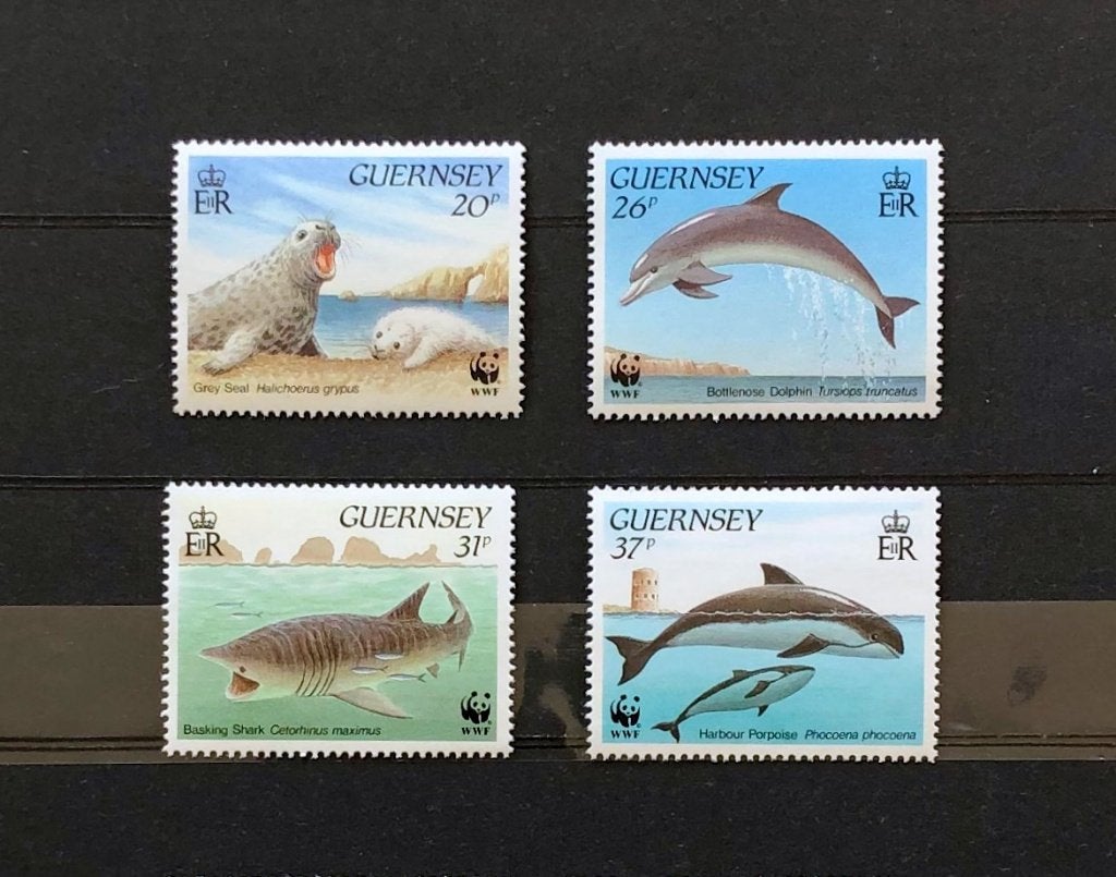WWF WNF Guernsey 1990 Postfris Vissen Zeehond Haai, Ophalen of Verzenden, Postfris, Dier of Natuur