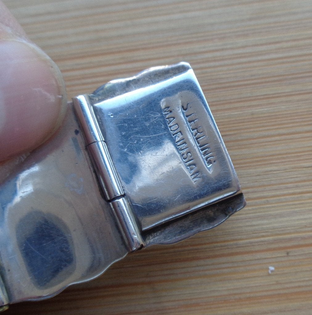 zilveren Siam Niello paneel armband met dansers [982], Verzenden, Zo goed als nieuw, Zilver, Zilver