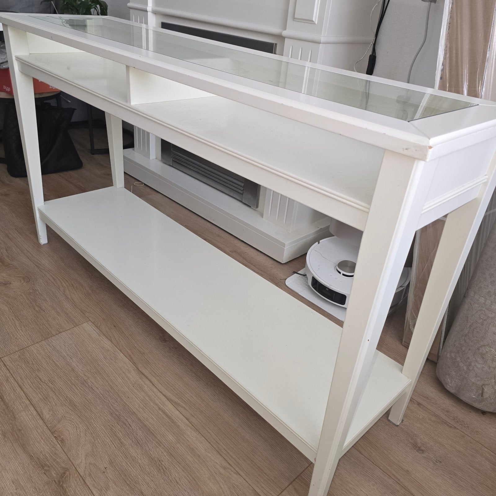 Witte sidetable van de ikea, Modern, Klassiek, Gebruikt, 100 tot 150 cm, Glas