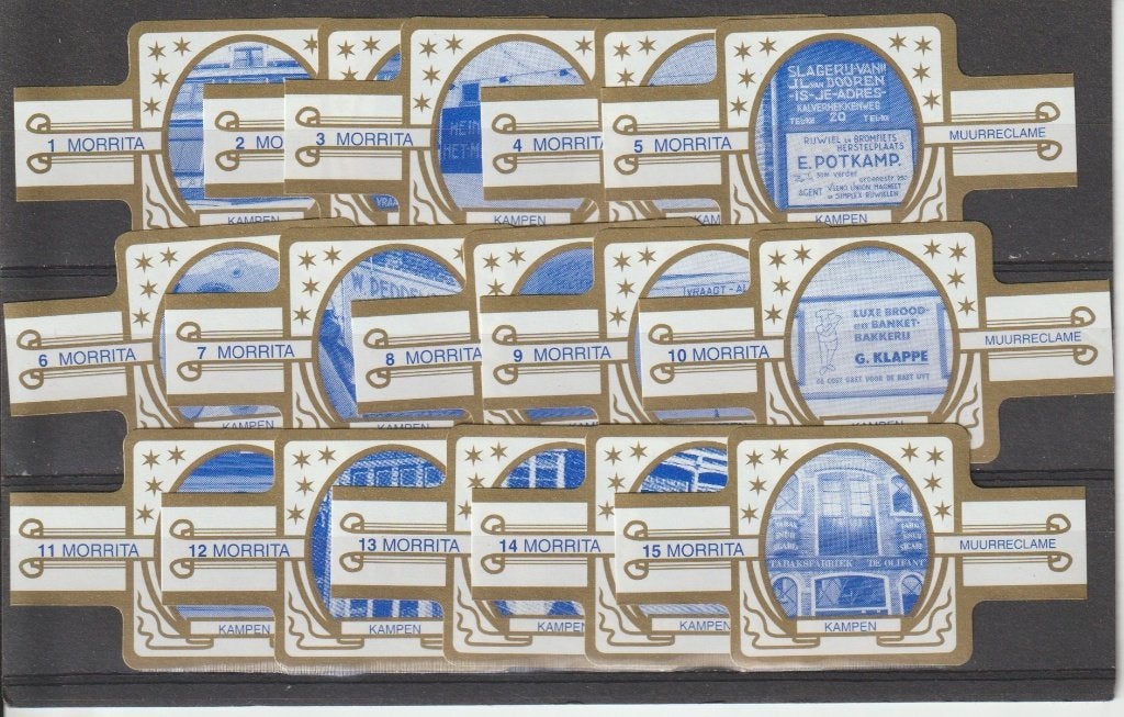 reeks 1930   muurreclame  1-15   sigarenbanden, Verzamelen, Ophalen of Verzenden, Zo goed als nieuw, Sigarenbandjes