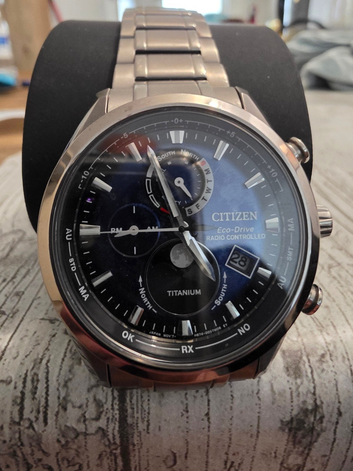Citizen Eco-Drive Radio Controlled Titanium Horloge, Ophalen, Staal, Staal, Zo goed als nieuw
