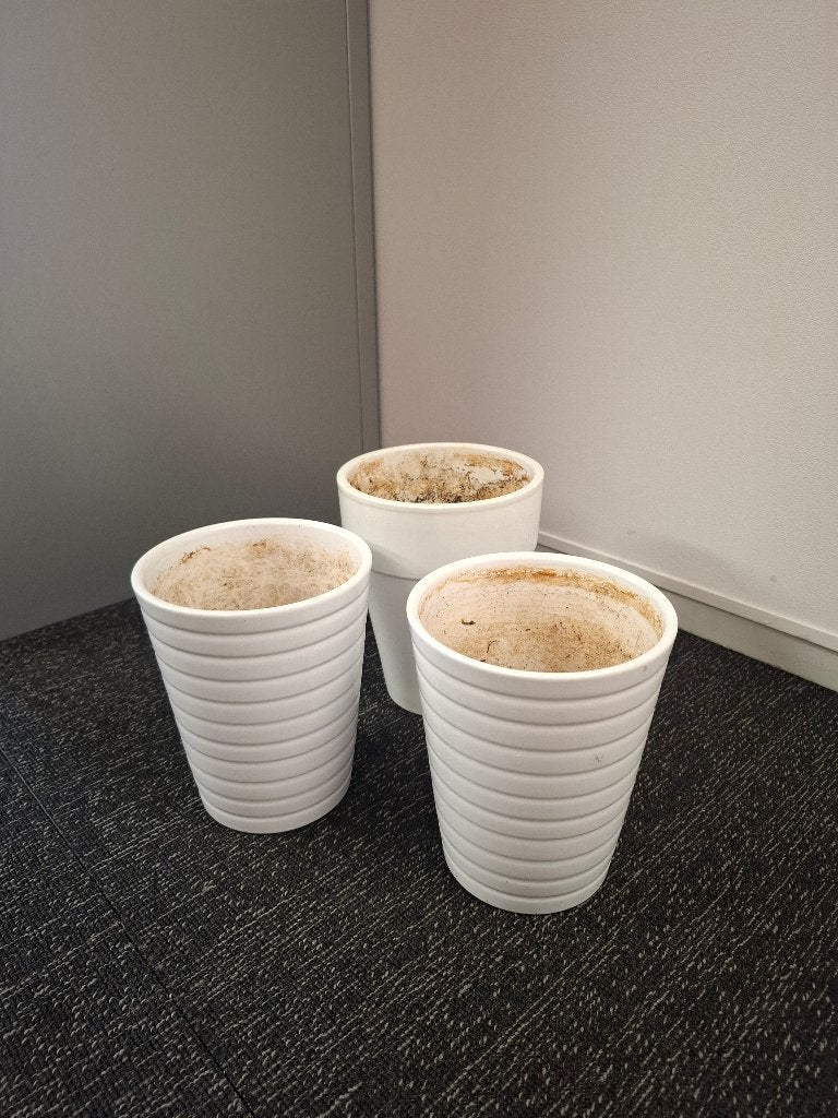 Plantenpotten witte 3x gratis, Rond, Ophalen of Verzenden, Zo goed als nieuw, Aardewerk