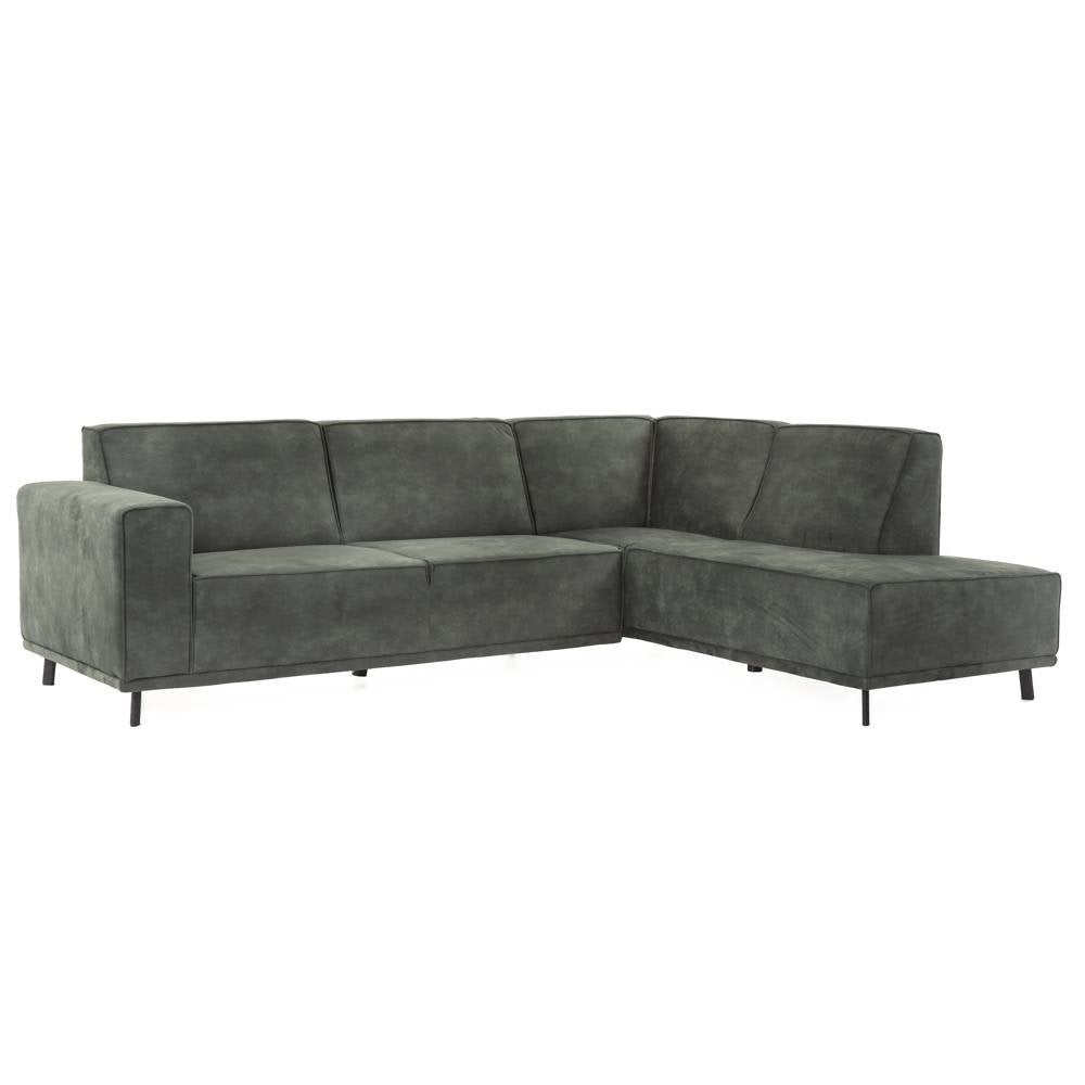 Mooie velvet groene hoekbank olof poppeliers met salontafels, Ophalen, Zo goed als nieuw, Vierpersoons of meer, Stof