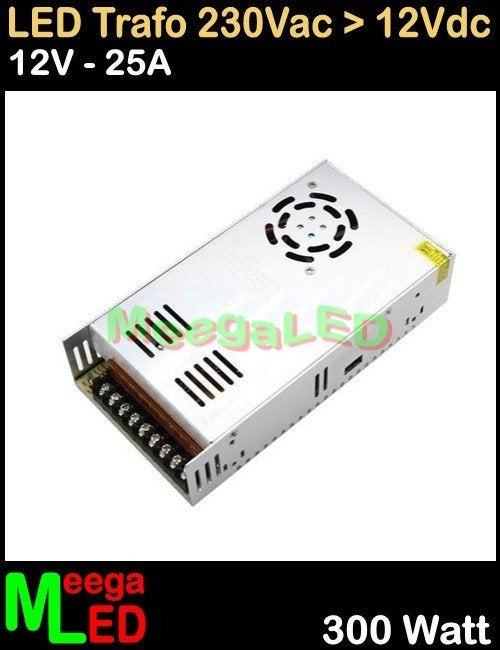 LED Trafo Voeding Adapter Driver - 230V > 12V - 25A = 300W, Metaal, Overige merken, Nieuw, Overige fittingen